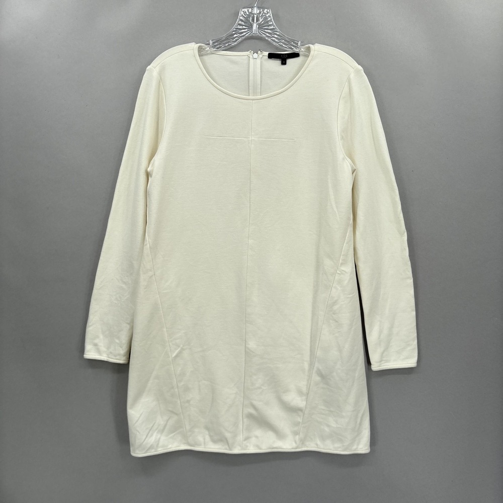 Tibi Dress Womens Medium White‎ Long Sleeve Ponte Knit Shift Minimalist
